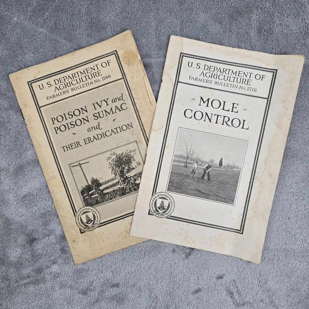 US Department Of Agriculture Farmers Bulletin Lot Of 2 Mole Control / Poison Ivy